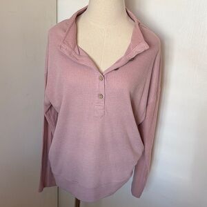 Kori Pink Long Sleeve Waffle Knit Top